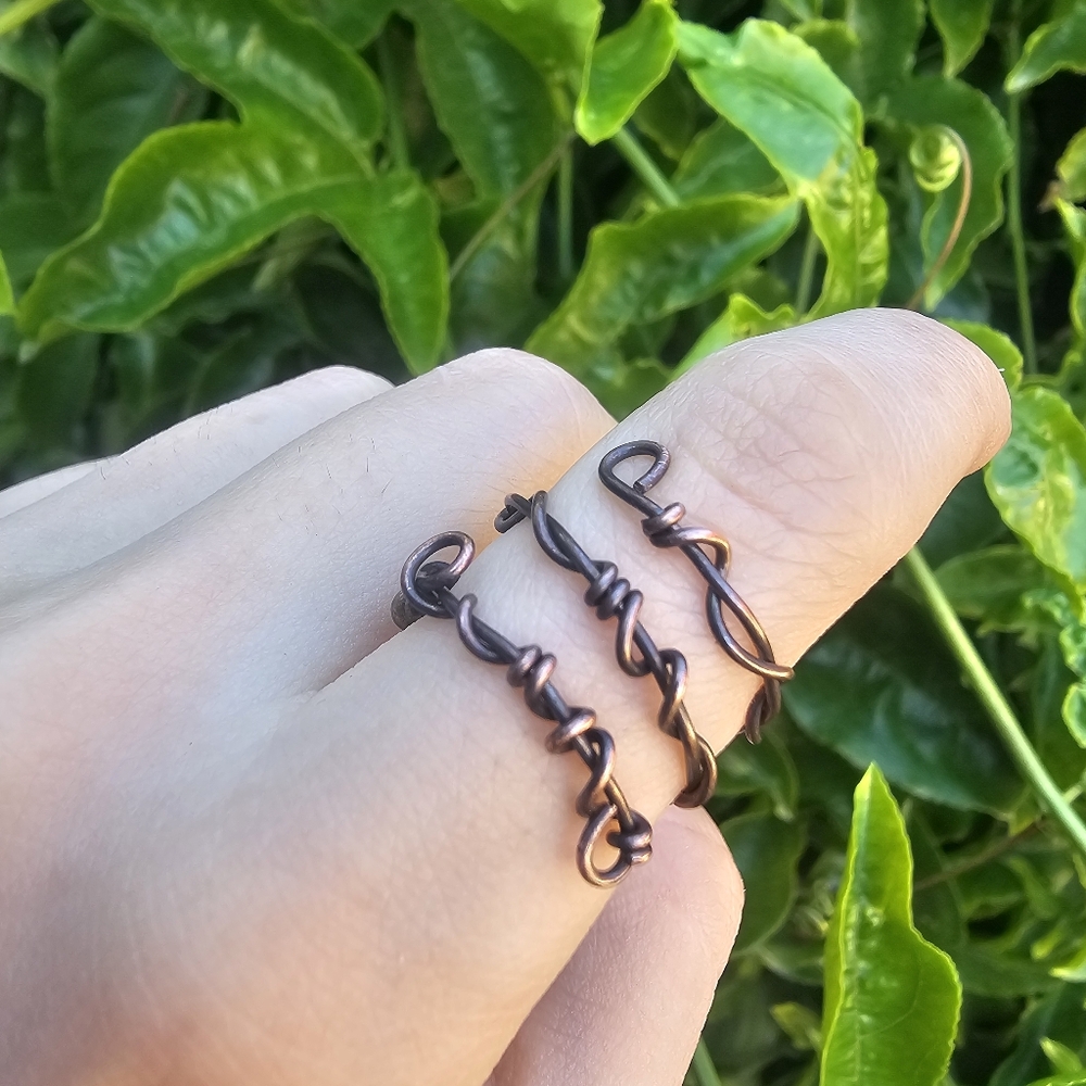 Adjustable Antique Boho Copper Beaded Woodland Ring